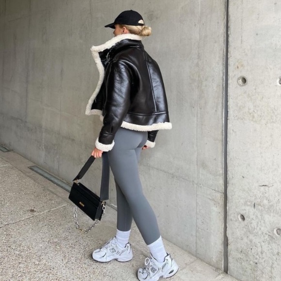 ❌SOLD❌🔥NWT ZARA Blogger's Fav Faux Leather Fleece Collar Jacket - Picture 15 of 17